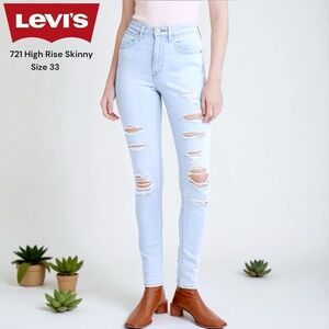 Levi's Sky Blue High Rise Distressed Jeans